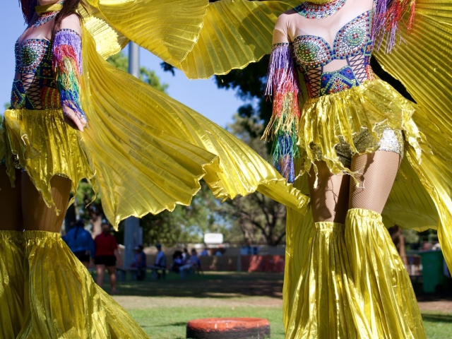 stilt walkers at the ag show in Kununurra WA