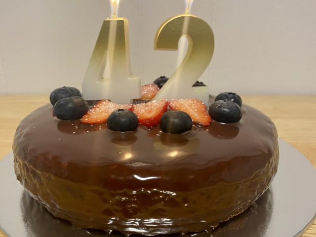 Vanilla sponge dark chocolate ganache gluten free birthday cake