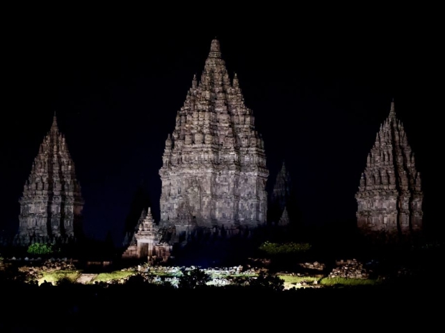 prambanan at night outside of Jogja Java Indonesia