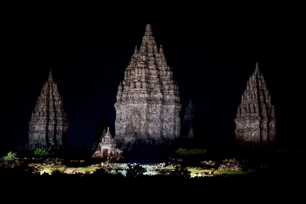 prambanan at night outside of Jogja Java Indonesia